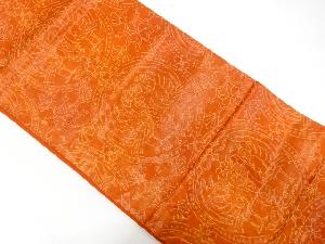 丸紋に向かい鳥・花模様織り出し　袋帯